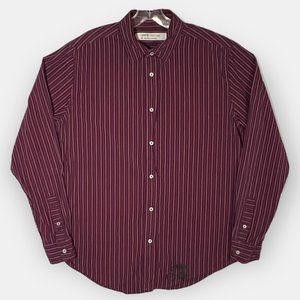 Levi's Red Tab Men's Long Sleeve Shirt M Dark Burgundy w/ Print On Lower Front